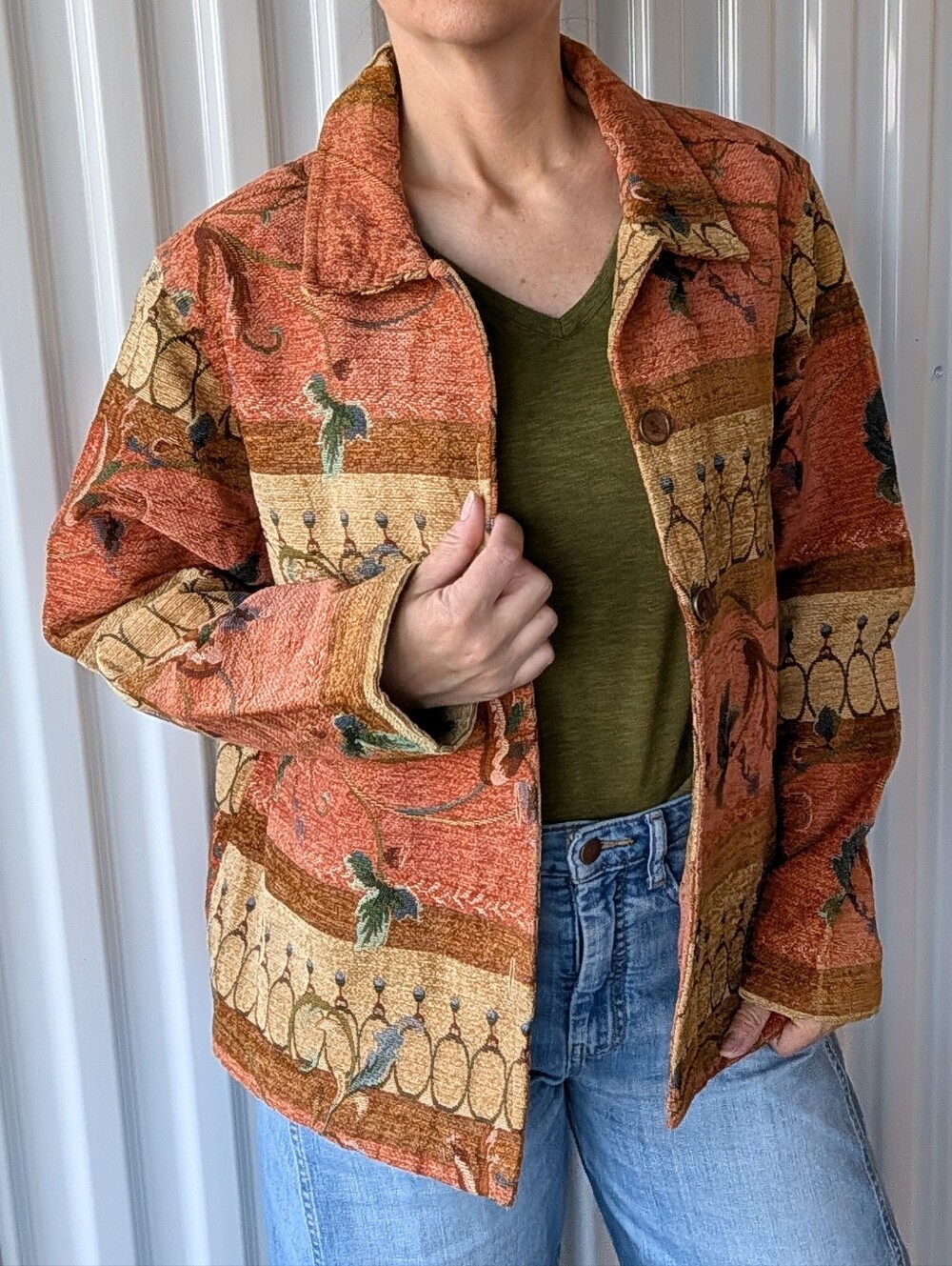 vintage TAPESTRY JACKET new identity chore coat XL